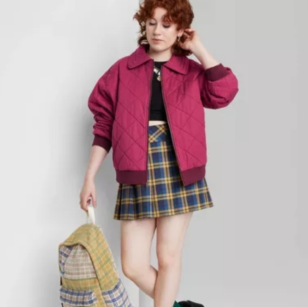SOLD Pink quilted zip up Wild Fable jacket size small